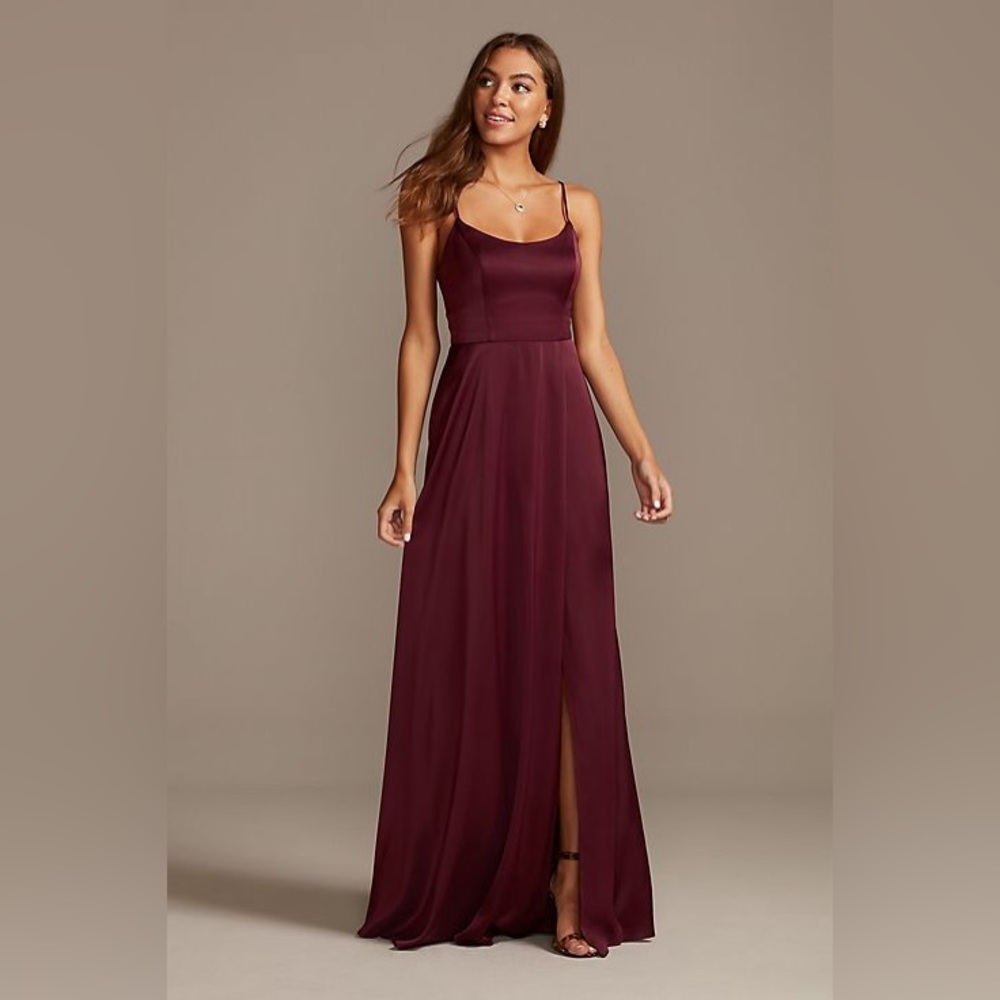 Crepe-Back Satin Spaghetti Strap Bridesmaid Dress